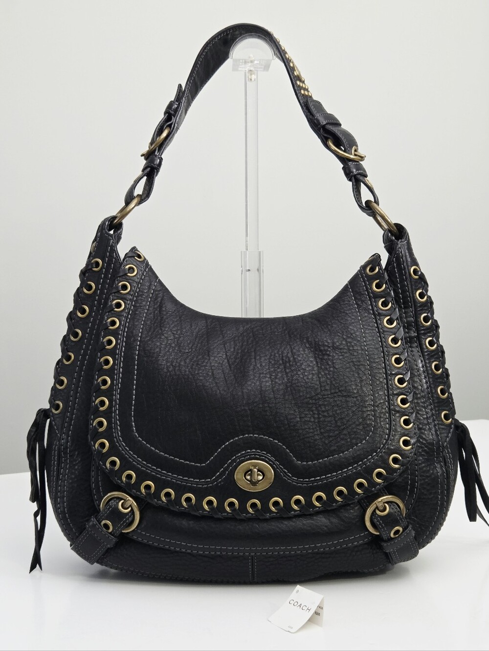 EXCELLENT RARE COACH CHELSEA ABBEY LACE LEATHER FLAP HOBO BAG 10971
